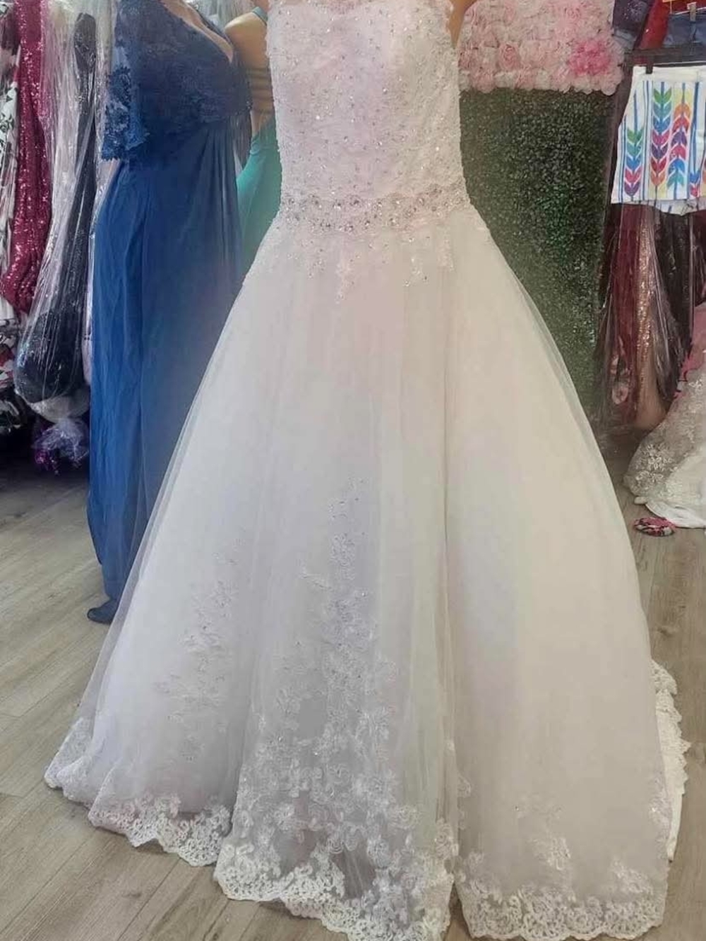 Girls Ivory Lace Tulle Formal Ball Gown Dress